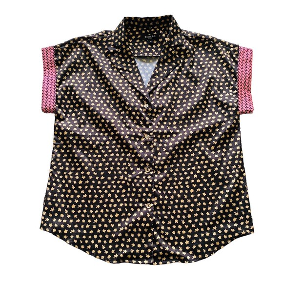 Beulah Style Button Blouse & Mermaid Skirt Pink Black Lace Ruffle Trim Set Sz M - Picture 3 of 16